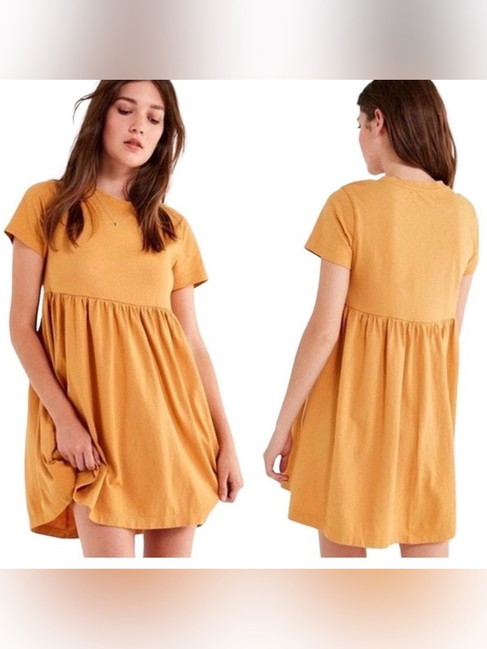 Urban Outfitters Mustard Short Sleeve Babydoll Mini Dress Large